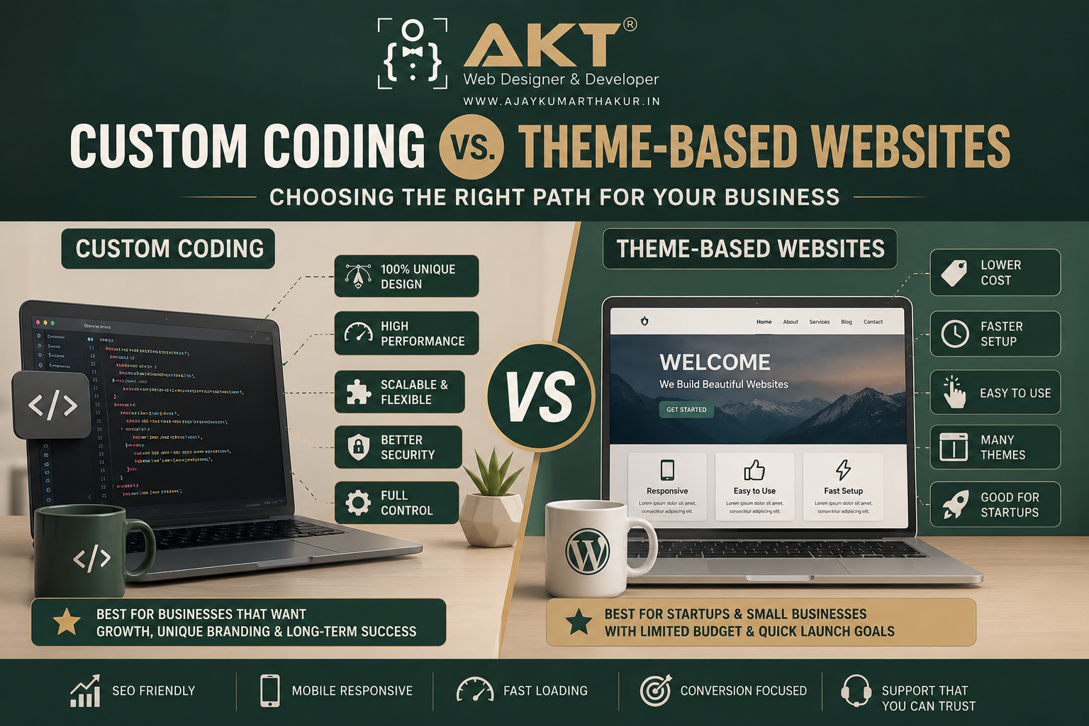 Custom Coding vs. Theme-Based Websites: Choosing the Right Path for Your Business