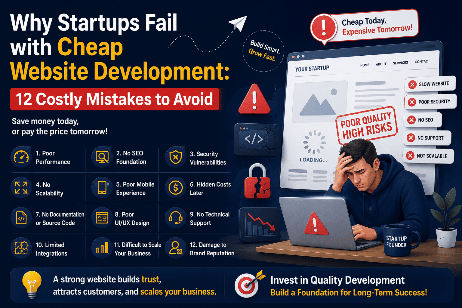 Why Startups Fail with Cheap Website Development: 12 Costly Mistakes to Avoid