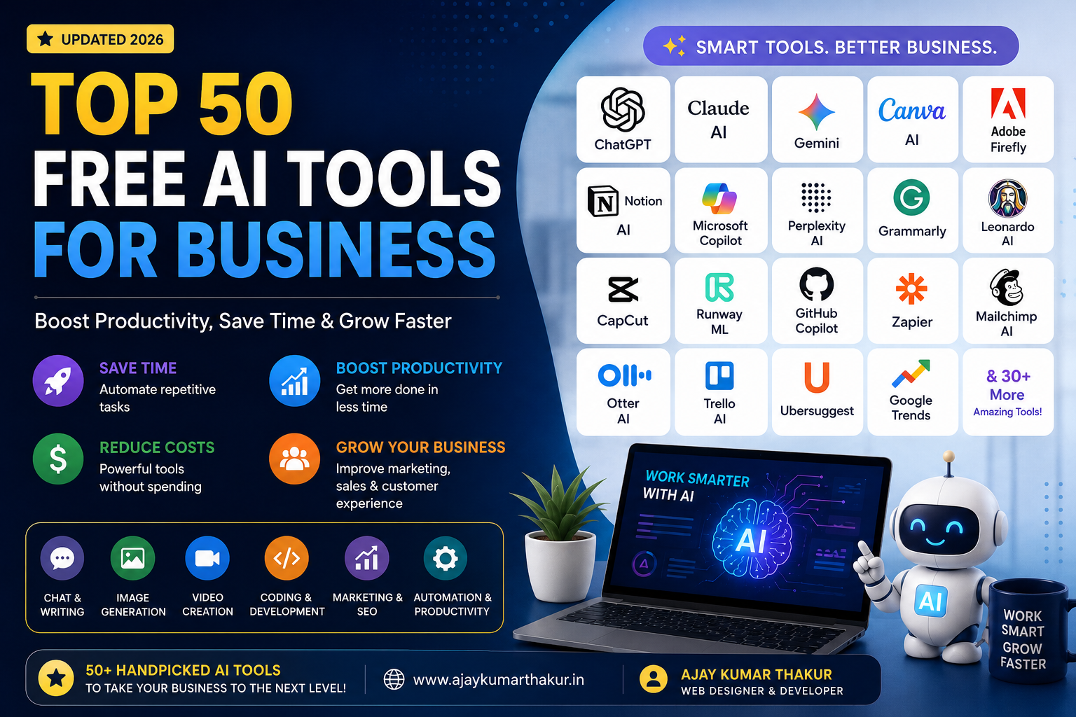 Top 50 Free AI Tools for Business in 2026